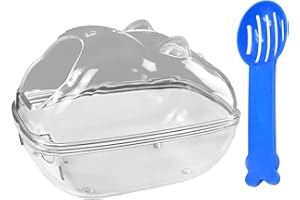 FADCAER Hamster Sand Bath Container,Small Animal Bathtub with Sand Shovel,Transparent Hamster Toilet Hamster Bathroom for Gerbil Dwarf Hamster Guinea Pig Pet Cage Accessories (Style3, 14.5 * 10 * 10)