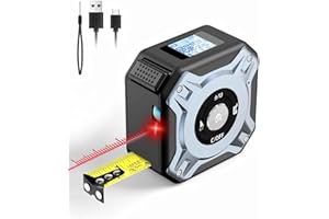 FAHEFANA Cinta Metro Laser 2 en 1, Medidor Laser Distancia de 40m y Cinta Metrica de 5m, Metro Digital de Recargable USB-C, Pantalla HD LCD, 4 Modos de Medición, M/In/Ft, para Bricolaje y Decoración del Hogar