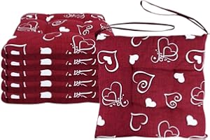 VIRSUS Set 6 Cuscini per Sedie a 4 Punti con Lacci 022, Misura 40x40 cm, Coprisedia da cucina, Imbottitura Poliestere e Rivestimento Cotone e Poliestere, Made in Italy (Rosso con Cuori)