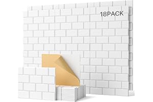Soundsbay Prostokątne naklejki ścienne z motywem cegły, akustyczne, do izolacji akustycznej, do dekoracji ścian, 30 x 40 x 0,9 cm, 18 sztuk (białe, 18 sztuk