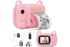 TOPESCT Instant Print Kids Camera for Girls&Boys - 1080P HD Digital Camera with 3 rolls Photo Print Paper, 6 Color Pens & 32GB SD Card - Perfect Birthday for 3-14 Year Olds