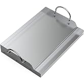 onlyfire Stainless Steel Barbecue Griddle, 63 x 16 x 7 cm | for Most Gas Grills and Charcoal Grills Rectangular