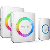 TECKNET Wireless Doorbell with 2 Receivers, 1300ft Long Range IP65 Waterproof Door Bells Wireless Cordless, 120dB Loud Plug-i