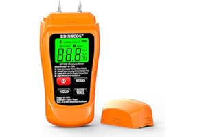 RDINSCOS Wood Moisture Meter Two Pins Digital Wall Moisture Detector Paper Humidity Tester for Wood Building Material Firewood Walls Paper Floor