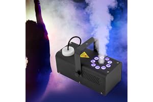Dimmaskin minidimmaskin, 500 W 9 LED ljus rökdimmaskin, utomhus/inomhus rökmaskin golvdimmaskin med fjärrkontroll för DJ disco fest, halloween, bröllop och jul