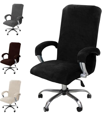 Coprisedia In Velluto Con Braccioli, Per Sedia Ufficio E Gaming, Taglia M, Colore Tortora, Elasticizzato - 2