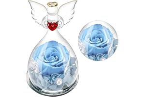 DASIAUTOEM Rose Eterne, Regalo per Donne, con Rosa Forever Rose in Angelo in Vetro, Decorazione Floreale Fatta a Mano, Regalo per Moglie Fidanzata Mamma, San Valentine, Matrimonio, Compleanno