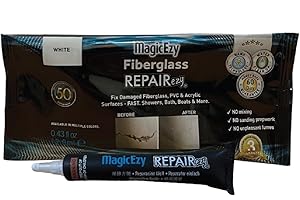 MagicEzy Fiberglass Repairezy: Kit de réparation dans Un Tube - Durabilité de 3 Ans -Réparation Rapide des Fissures - Douche, Baignoire, Bateau, canoë, Bain à remous, Piscine. (White)