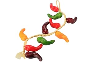 Riaxuebiy Artificial Chili Fake Vegetable Hanging Red Pepper Garland Multi-Color Simulation Fruit Chili Vine Wreath Home Kitchen Decor (Multi-1Pack)