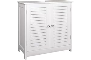 EUGAD Armario Bajo Lavabo Mueble para Debajo de Lavabo Mueble Lavabo de Baño Almacenamientocon 2 Puertas MDF 60 x 30 x 60 cm Blanco 0016WY