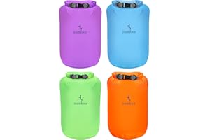 DESOTO Bolsa Impermeable - Juego de 4 Bolsas Secas 2L/5L/10L/20L, Ligeras Bolsas Secas para Deportes Acuáticos al Aire Libre, Cierre de Seguridad, para Kayak/Rafting/Natación (4pcs,20L)