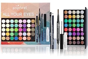 LHLXZQ Set de Maquillaje para Ojos, Kit de Cosméticos Profesional con 40 Colores Paleta de Sombras de ojos Máscara Eyeliner Lápiz de Cejas Brochas, Paleta Maquillaje Portátil para Niñas y Mujeres, 01B