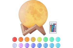 EXTSUD Mond Lampe 16 Farben 3D Mondlampe Nachtlampe mit mit Fernbedienung&Touchschalter Dimmbar USB Wiederaufladbare Schlafzimmer Dekorative Lichter Geschenke für Erwachsen Mädchen Jungen