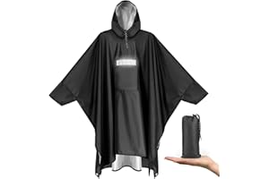 Vankarr Regenponcho Wasserdichter Leichter Regencape mit Kapuze Taschen Reflexstreifen Atmungsaktiv Regenjacke Fahrrad Herren Regenmantel Damen mit Belüftet Regen Poncho Freien Camping Wandern