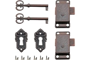 BDEUTROPHIC 2 Pcs Wardrobe Lock, Cabinet Lock, Cabinet Locks with Key Classic Retro Design Easy Installation Vintage Style Antique Cabinet Door Locks for Cabinets/Drawers/Boxes/Wardrobes