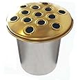 APAC 12CM QUALITY ALUMINIUM MEMORIAL GRAVE VASE, GRAVE POT INSERT BRITISH MADE 12CM (GOLD TOP)