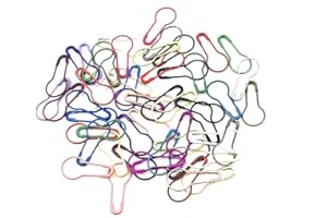 PAZAZZ 50 Stitch Markers Knitting Crochet Locking Safety Pin Metal Clips Mixed Colours, Pear Shaped,Gourd Pins,Calabash Pins, for DIY Project, Sewing, Clothing