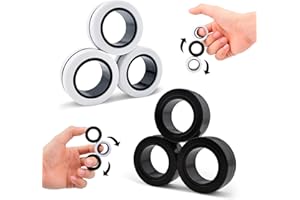 ASIOWELY Anneaux Magnétiques TDAH Jouets Fidget Toys Adultes,6 PCS Cool Fidget Aimant Ring pour Anti Stress Spinner Anneau de Doigt pour Enfants Adolescents Cadeaux pour 3-6-8 + Année Vieux Garçons