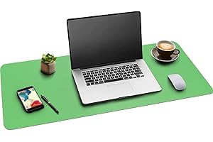BOUTILON Leder-Schreibtischunterlage,wasserdichte Schreibtischunterlage für Schreibtisch, Schreibtischunterlage für Tastatur und Maus, Leder-Mauspad-Schutz für Büro und Zuhause, 76 * 36.5cm(M Light Green)