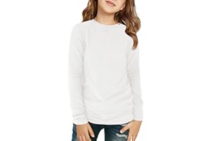 Haloumoning Mädchen Langarmshirt Kinder Rundhals Langarm T-Shirts Einfarbige Casual Sport Oberteile Herbst Niedlich Basic Tees Tops 7-14 Jahre