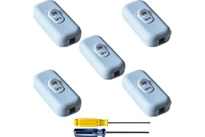 GTIWING 5 stycken mellanströmbrytare på/av sladd strömbrytare kabelbrytare 6 A 250 V sladd mellanströmbrytare vit vippströmbrytare inline strömbrytare tryckknapp för bordslampor, sänglampor
