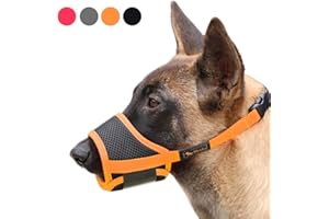 HEELE Nylon-Maulkorb Für Hunde, Verstellbare Schlaufe, Atmungsaktiv, Sicherer, Schneller Sitz Für Kleine, Mittelgroße Hunde, Verhindert Das Beißen, Kauen Und Bellen (M, Orange)