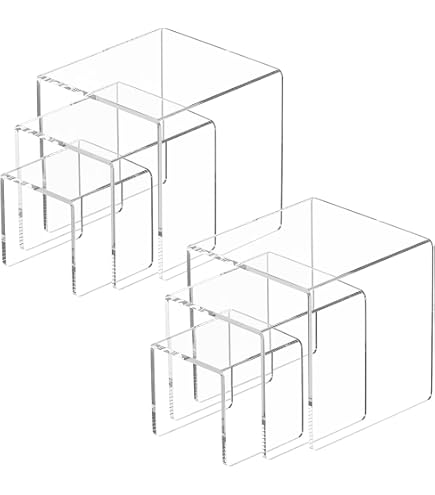 MUXHEL Lot De 5 Présentoirs Rectangulaires Acrylique Transparent 2/4/6/8/10 Cm - Blocs Cube Pour Montres Et Cosmétiques