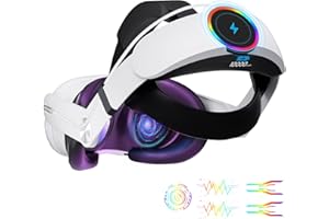 GEEKERA Headstrap Compatible conModelo VR Q3/Q3S, Correa para la Cabeza RGB con Batería de 10000 mAh, Accesorio VR con Correa Ajustable y Recarga Rápida, Tiempo de Juego Prolongado de 4 Horas