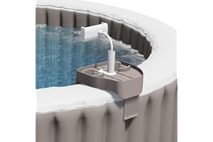 ECOPOOLTECH ECO POOLTECH 3 en 1 Réglable Plateau de Spa avec Porte-gobelet et Support de Téléphone, Adapté aux Piscines Gonflables Tablette de Spa, Accessoire pour Spa (Marron)