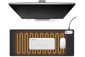 Rppiup Heated Mouse mat, 80x33 cm(31.5x13 in) Heated Desk mat, Hand Warmer Heated Desk pad with 3 Heat Levels & 3 Hours Automatic Shut-Off, Intelligent Temperature Control with Digital Display