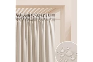 ROOM99 Rideau d'Extérieur avec Passe Tringle Garden Line 155 x 200 cm Largeur x Hauteur Impermeable pour Jardin pergola terrasse Curtain Beige Clair, 1 pièce