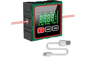Heemol Digital vinkelmätare, multifunktionell mätanordning med 360° roterande funktion, dubbel aser, magnetisk fot LED-bakgru