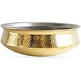 Indian Art Villa Pure Brass Lagan Handi with Tin Lining, 10 Inch Cookware for Hyderabadi Dum Biryani, Ideal for Rice, Veg, and Non-Veg Dishes