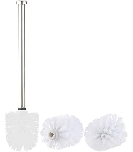 AstraLoom Scopino Per WC 4 Pezzi Con Testine Sostituibili - Manico In Acciaio Inox, Setole Dure E Manico Ergonomico - Spazzola Bagno Resistente - 2
