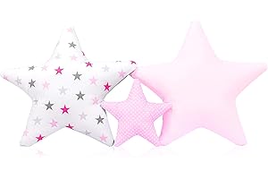 ‎AMILIAN Amilian 3 Pack Wohnzimmer Deko Kissen Sofa Kissen Stern Sternchen Zierkissen ca. 60 cm / 28cm Sternkissen Baby Dekokissen mit Füllung für Schlafzimmer Jungen Deko Kinderzimmer Mädchen Kuschelkissen