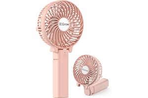 iEGrow Handheld Fan, Portable USB Mini Travel Fan with 2000mAh Rechargeable Battery, 3 Speeds Desk Fan for Home, Office and Travel-Pink