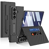 Aksesuarcim Samsung Galaxy Z Fold 7 ile Uyumlu Kılıfı Kartlıklı Kamera Lens Korumalı Suni Deri Kalem B&ouml;lmeli Standlı İnce Kap