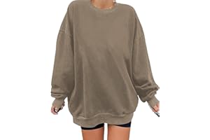 iudam Sweatshirt Damen Pullover Übergroßes Langarm Los Angeles Y2K Vintage Oversized Herbst Winter Casual Bluse Tops Oberteile