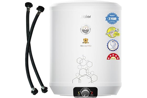 Haier Precis pro Water Geyser 15ltr 5 Star 2000W Electric Geyser Free Installation & Connection Pipe Warranty 7 Yr on Tank Shock Proof Glassline Steel Tank 11-Level Safety
