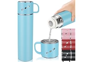 BEIJIE Botella Agua Acero Inoxidable de 550ml, Termo Cafe Reutilizable sin BPA, Termo Mantiene 12h Frio / 12h Calor, Vaso Termo Cafe para Llevar Antigoteo, Botella Termica para Deporte Gimnasio Viaje (Azul)