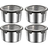 4 Adet 304 &Ccedil;elik 600 ml Yuvarlak Yemek Meyve Et Buzdolabı Beslenme Saklama Kabı mt324-4