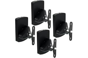 deleyCON 4X Support Mural Universel pour Enceintes Fixation de Boîtes Rotation + Inclinaison Résistant à Une Charge Maximale de 10Kg Montage Mural + Montage au Plafond - Noir