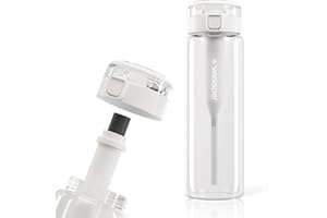 Wessper botella de vidrio, con tapón, sin BPA con filtro, deportiva de vidrio 680 ml, botella con filtro para exterior - transparente