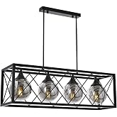 AVONNI AV-60127-4Y-BSY Siyah Boyalı Modern Avize, E27, Metal, Cam, 80x22cm
