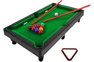 HOMURY Mini Billiard Table: Billiard Table Children with Green Felt Coating, Billiard Table for Children with Accessories, Portable Pool Table with 11 Balls, 2 Cues and 1 Triangle（Small）