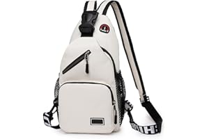 TGKYK Sling Bag Herren, Oxford-Stoff Brusttasche Damen Klein, Multifunktional Sling Bag Damen, Große Kapazität, Wasserdicht Brusttasche Herren Klein für Outdoorsport, Reisen, Einkaufen - Weiß