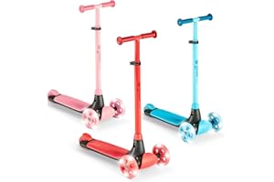 Y-VOLUTION Yvolution 3 Wheel Scooter for Kids Ages 3-8 Boys and Girls, Y Glider Kiwi for Toddlers Kick Scooter with 3 Adjustable Heights & LED Light up Wheel, Extra-Wide Deck | Up to 55 lbs / 25kg