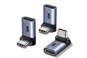 UGREEN USB C Winkel Adapter 90Grad 3 Stück,USB C Stecker auf Buchse, Max.40Gbps Datenübertragung,240W Schnellladeadapter,8K@60Hz Typ C Adapter für Steam Deck Laptop Tablet Handy Spielkonsole usw.