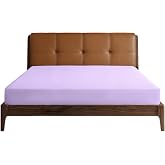Lirex Fitted Sheet, 160 x 200 cm, 100% Cotton, 300 Thread Count, Soft Breathable Fitted Sheet, Light Purple