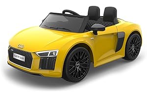 TOYSCAR ELECTRONIC WAY TO DRIVE Macchina Elettrica Per Bambini Audi R8 Spyder Full Optional Auto Elettrica Per Bambini Telecomandata Sedile In Pelle Porte Apribili Doppio Motore Elettrico 12V TOYSCAR Gialla